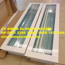 Kap Lampu TL SPBU Pertamina 2 x 36 Watt Mirror + Cover Kaca Tempered